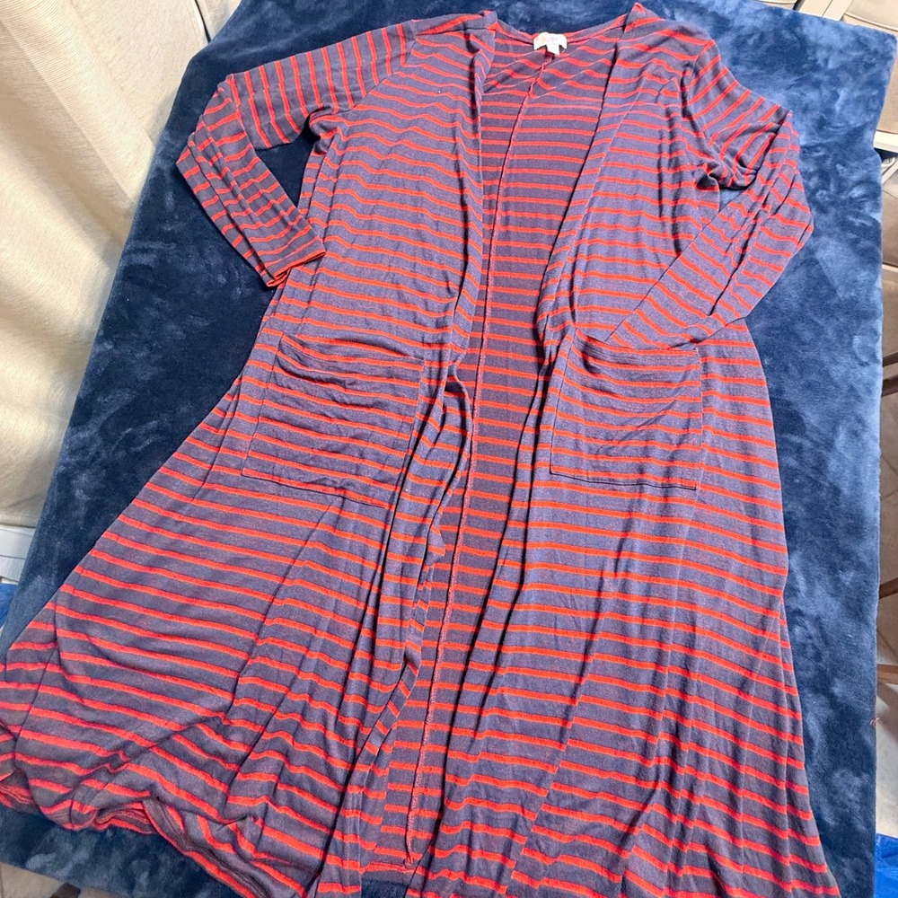 Women XL Cardigan Striped Pockets SOFT EVERYDAY BOHO LOUNGE COMFORT LAYERING